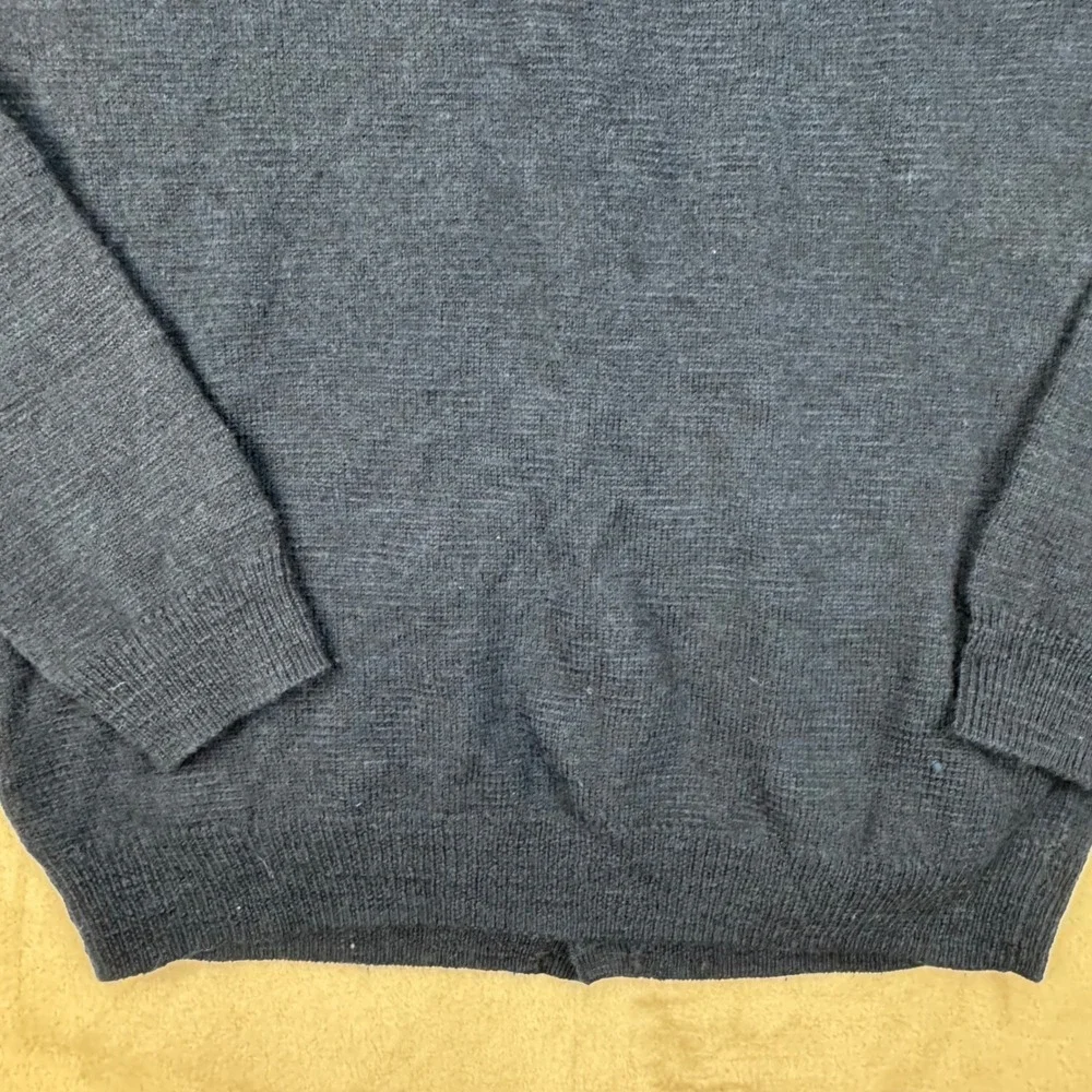 J. Crew Slate Blue Wool Cardigan with Brown Elbow Patches
